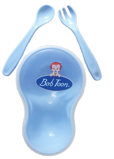 [3810] بوب تون طبق + معلقة+ شوكة