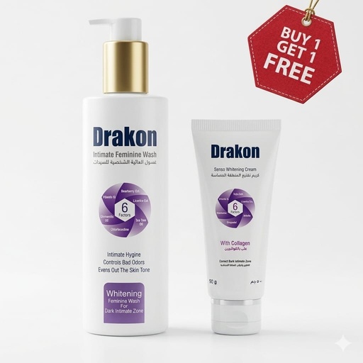 [3769] دراكون روتين تفتيح المناطق الحساسه غسول 200 + كريم 50 جم
